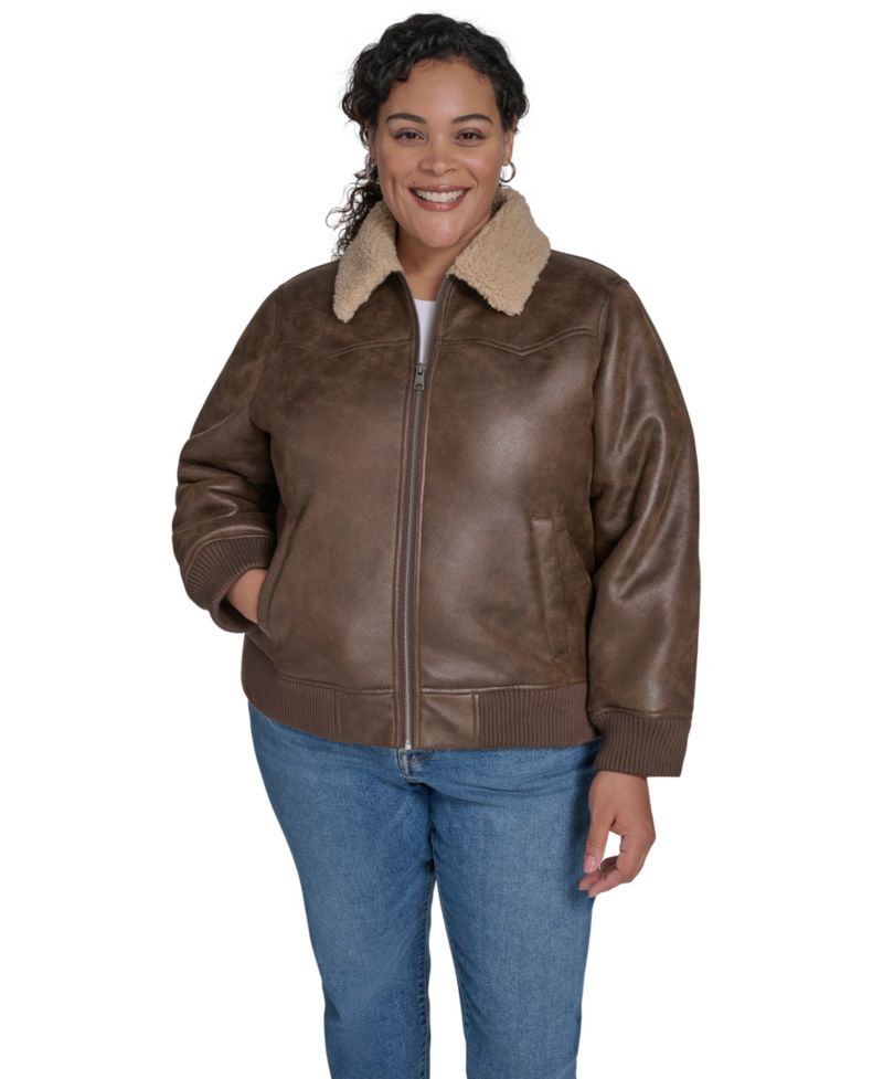 Plus Size Long Sleeves Western Bomber Jacket