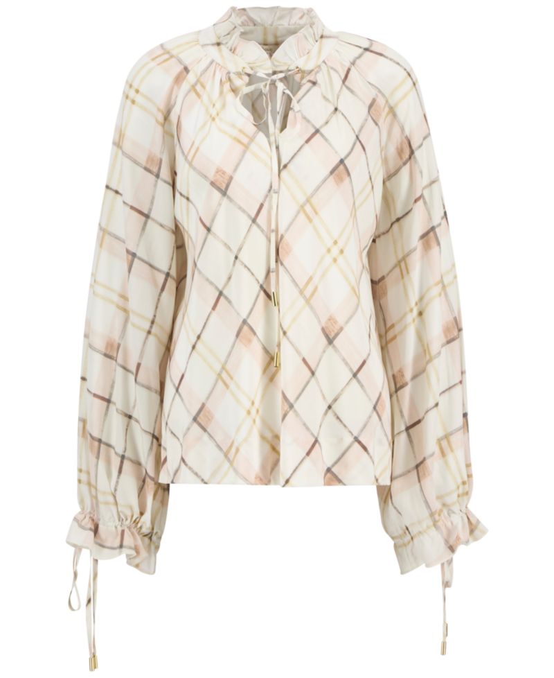Women's Long-Sleeve Ruffle Tie-Neck Asker Top