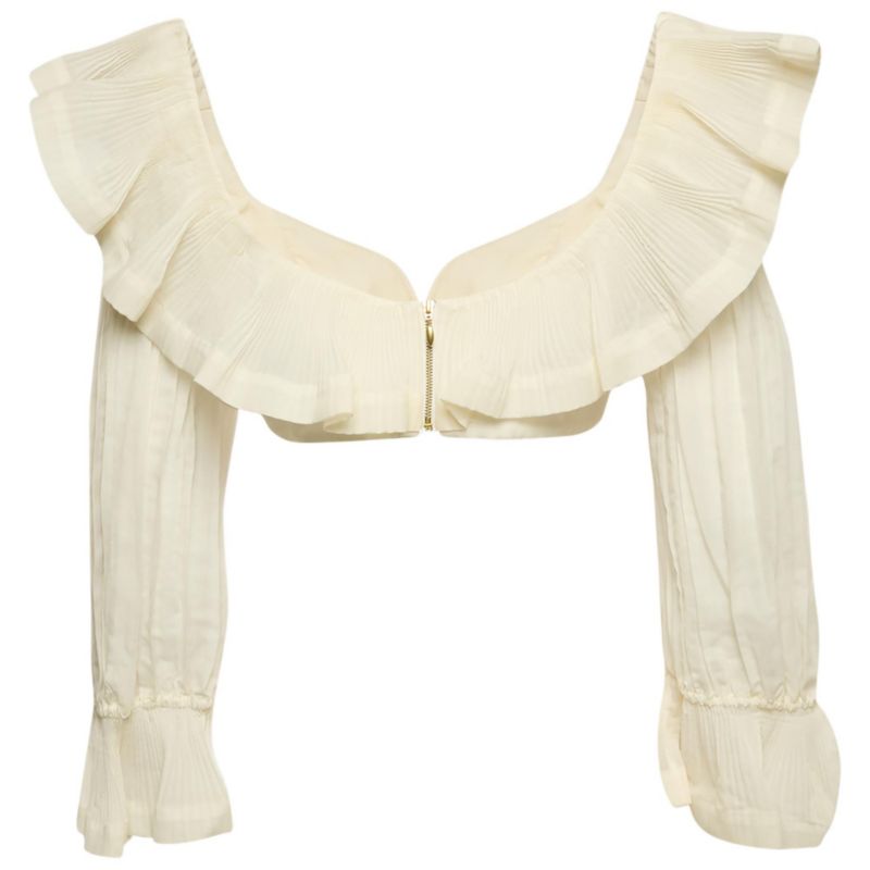 Women's Crepe Ruffled The Lovestruck Crop Top