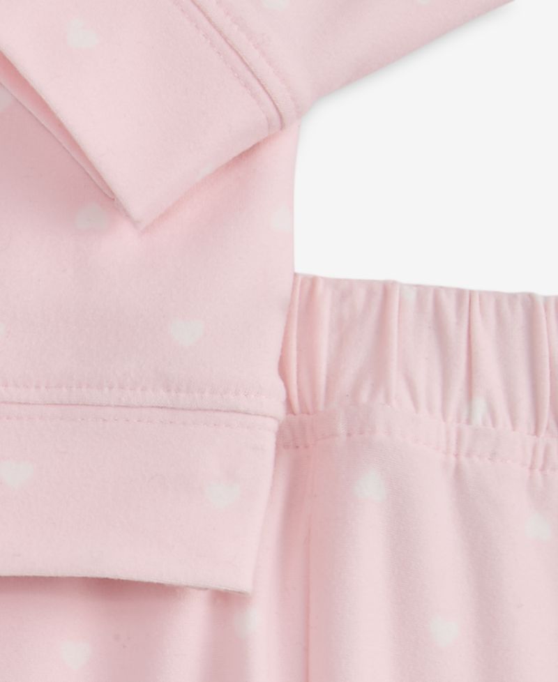 Baby Girls' 0M-24M Soft & Cozy Heart-Print Sweatshirt and Sweatpants, 2-Piece Set