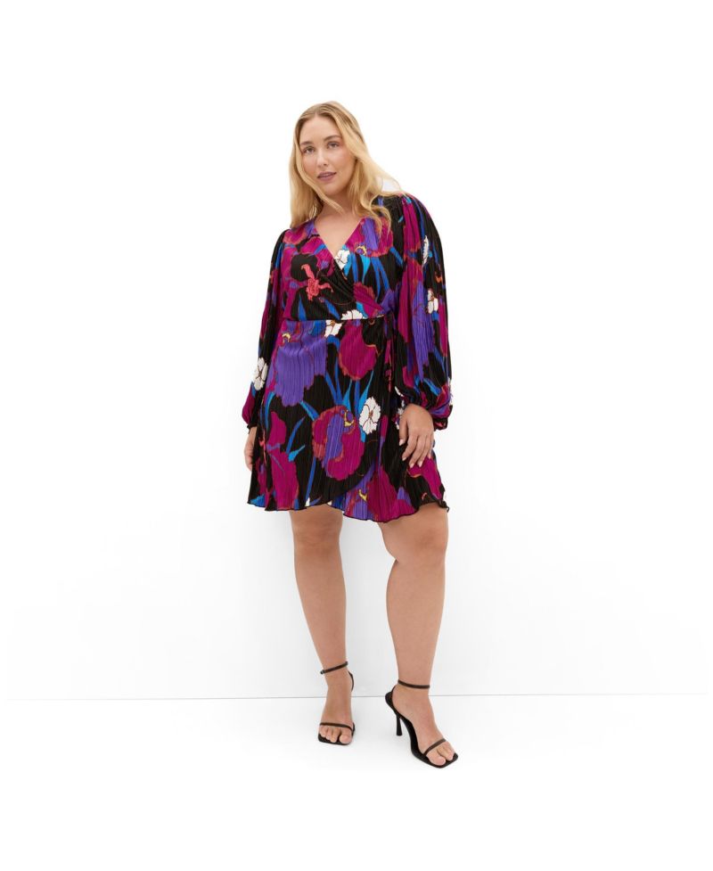 Women's Plus Size Kira Etched Print Wrap Mini Dress