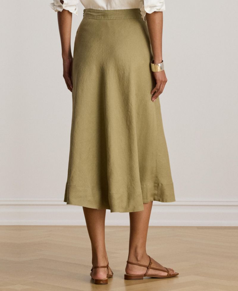 Women's Linen A-Line Midi Skirt