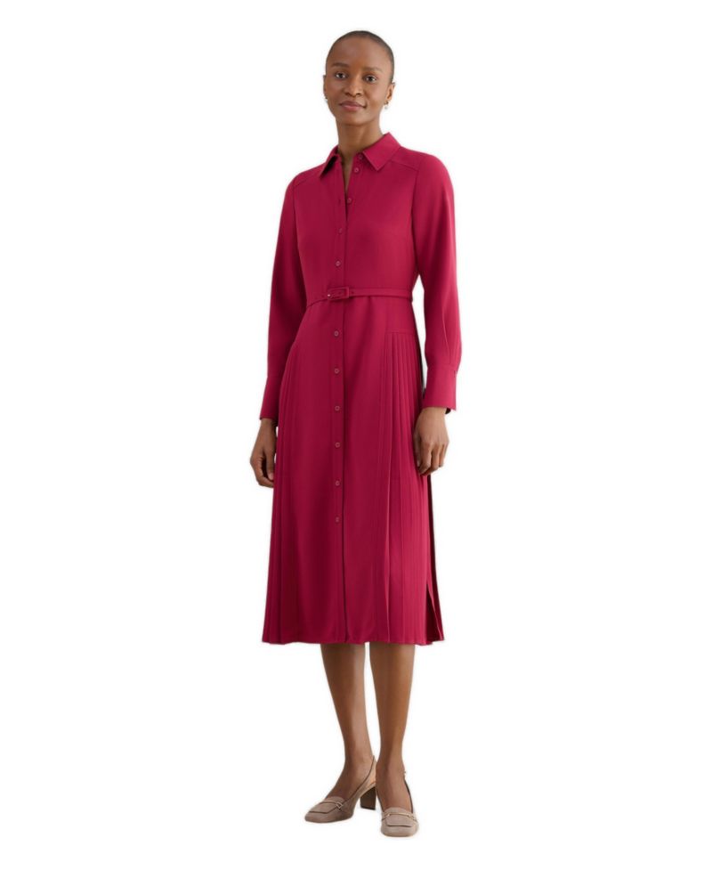 Women's Ginny Belted Pleated Midi Shirt Dress