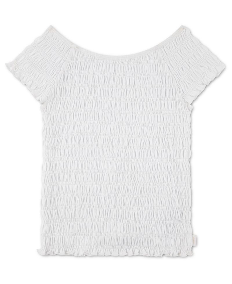 Girls' 5-16 Smocked Short-Sleeve Top