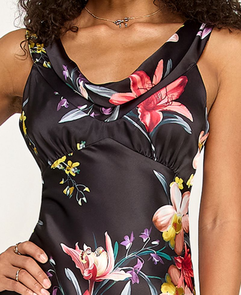 Juniors' Printed Cowl Neck Dress