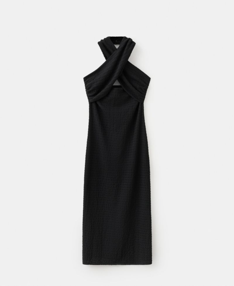 Women's Slit Crossed Halter Dress