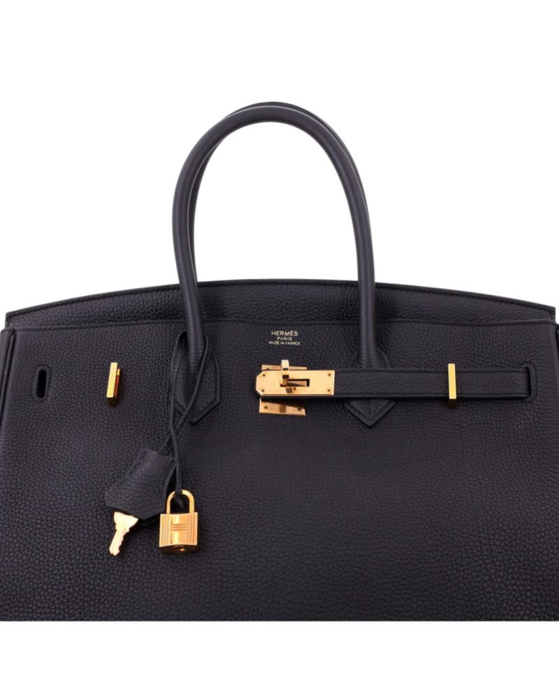 Pre-Owned Hermes Birkin 35 Handbag Black Togo with Rose Gold Hardware