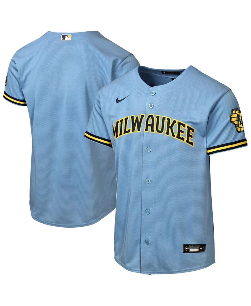 Big Boys and Girls Powder Blue Milwaukee Brewers Road Stadium Jersey