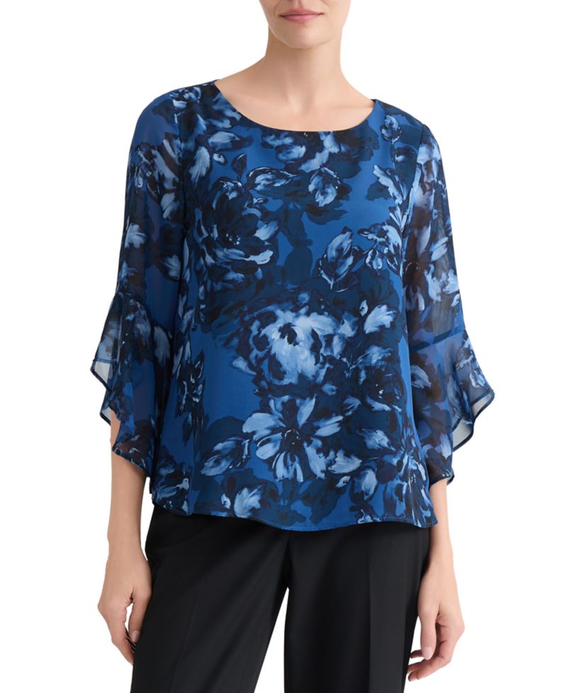 Women's Boat-Neck Ruffle-Sleeve Blouse