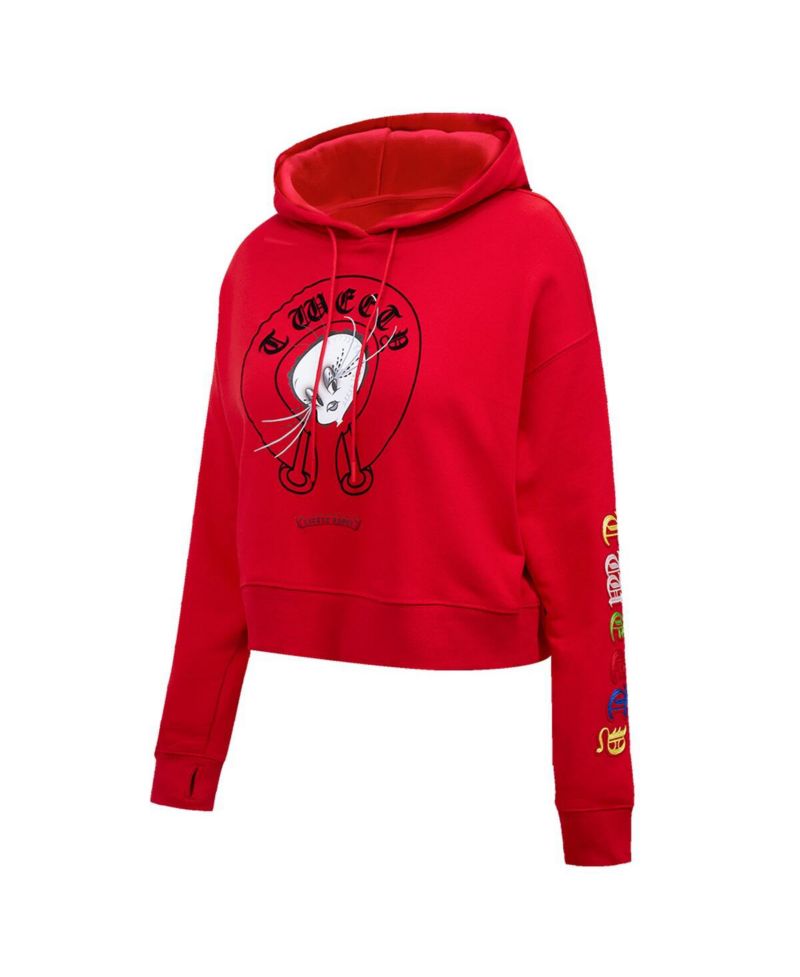 Women's Looney Tunes Tweety Bird Cropped Pullover Hoodie