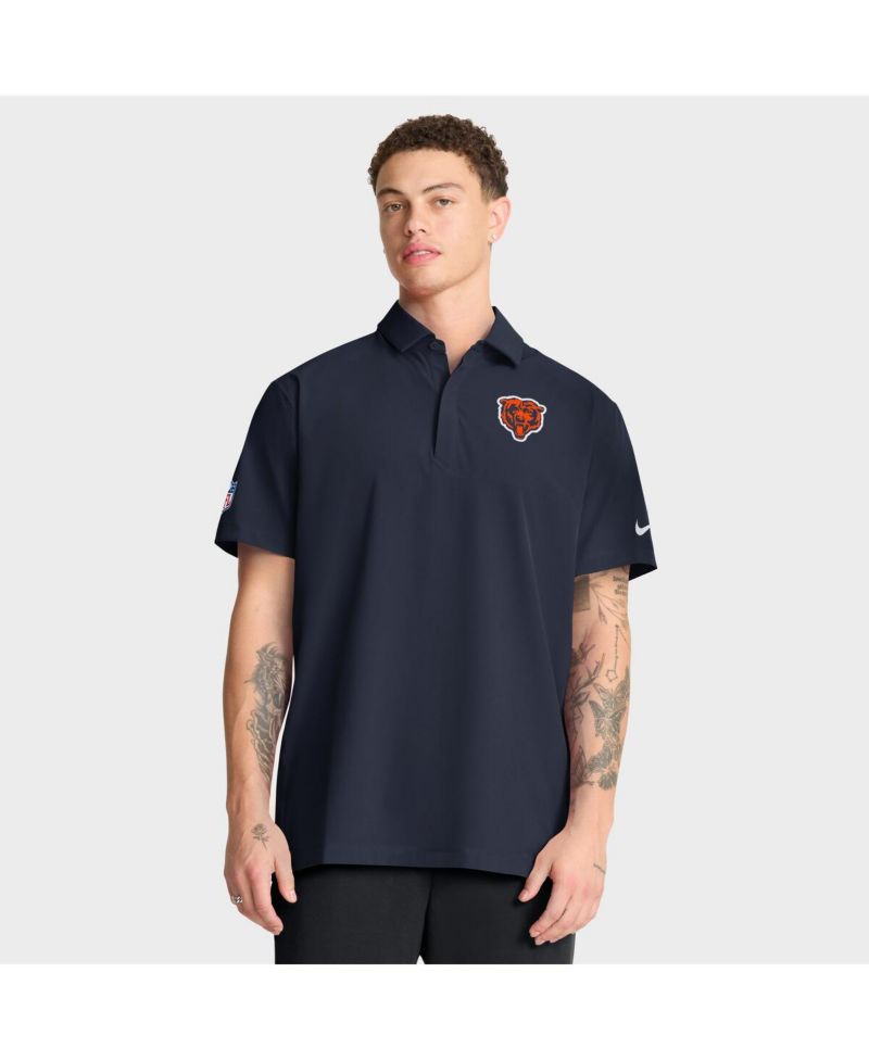 Men's Navy Chicago Bears Sideline City Pride Woven Performance Polo Shirt