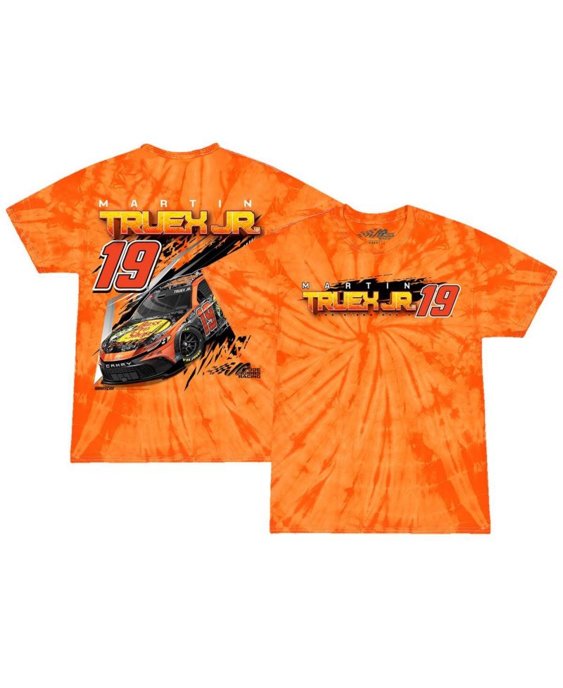 Big Boys and Girls Orange Martin Truex Jr Bass Pro Shops Car Tie-Dye T-Shirt