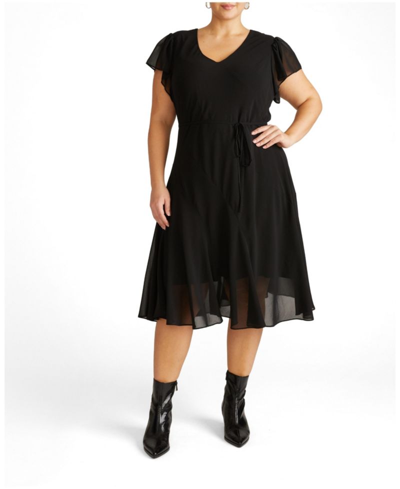 Plus Size Seville Wrap-Style A-Line Midi Dress