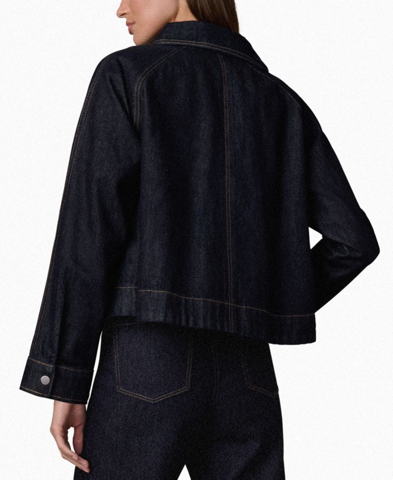 Women's Collared Patch Pocket Denim Swing Jacket