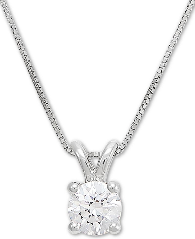 IGI Certified Lab Grown Diamond Solitaire 18" Pendant Necklace (1/2 ct. t.w.) in 14k White Gold or 14k Gold