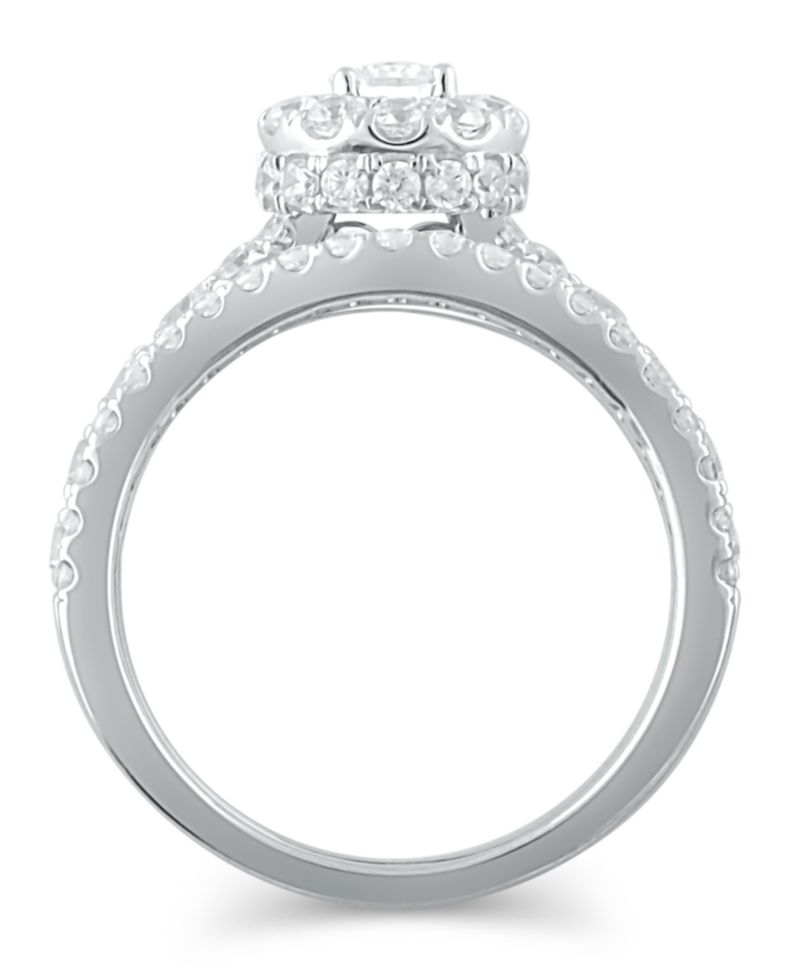 Diamond Halo Emerald Bridal Set (2. ct. t.w.) in 14k White, Yellow or Rose Gold