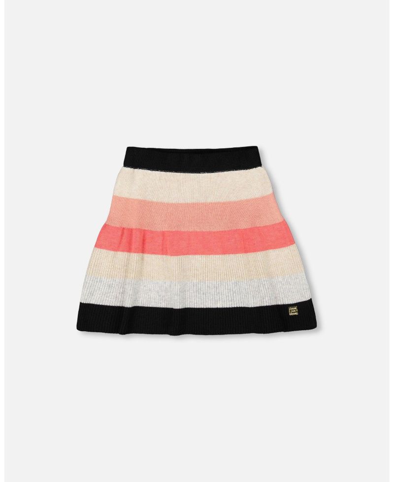 Girl Striped Knit Skirt Beige Black and Pink - Toddler|Child