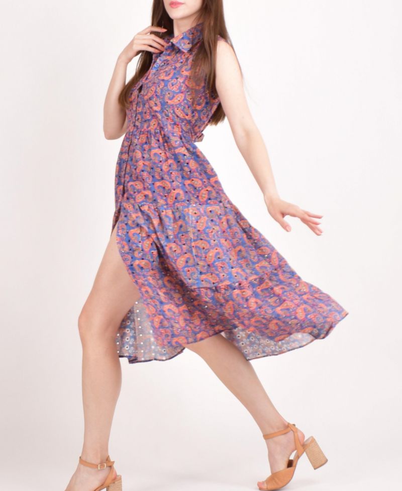 Women's Embroidered Tiered Midi Dress