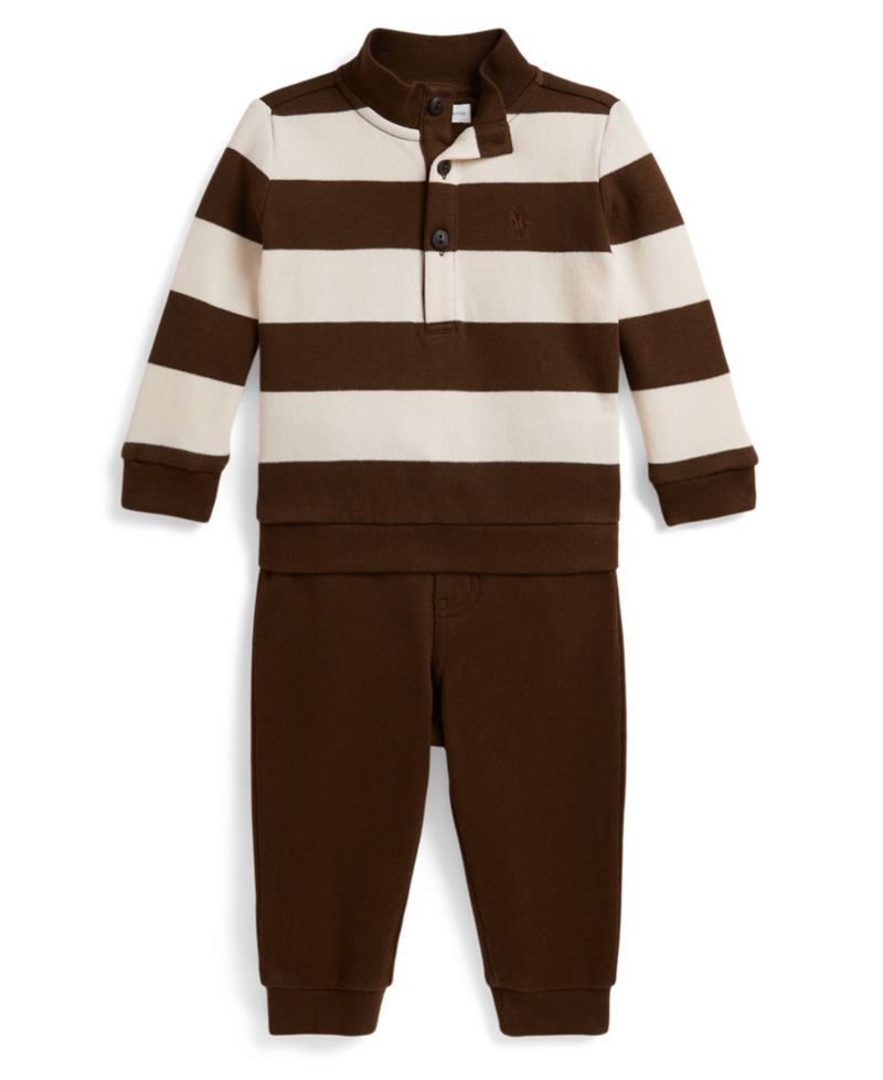 Baby Boys' Striped Estate-Rib Pullover Top and Pants, 2-Piece Set