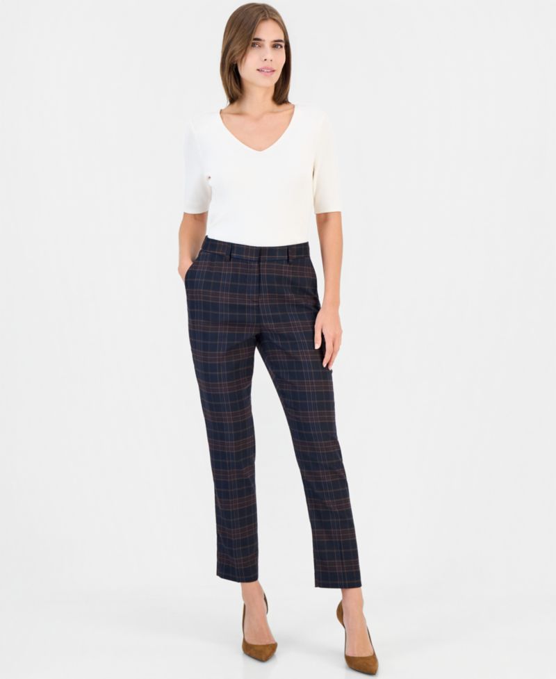 Women's Plaid Slim Fit Straight Pants