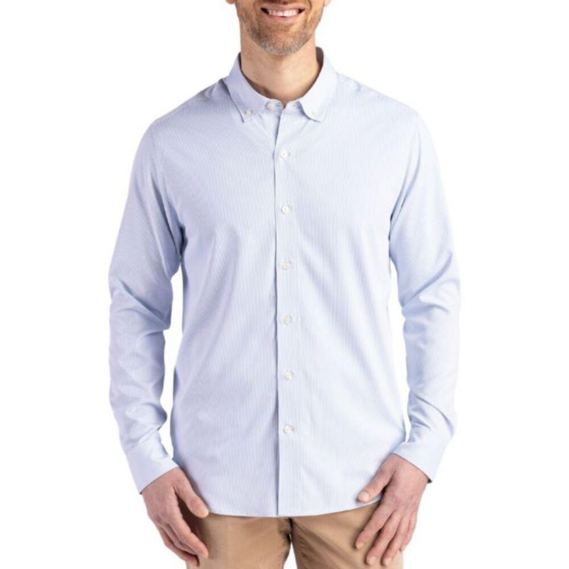 Men's Pinstripe Long Sleeve Dress Shirt