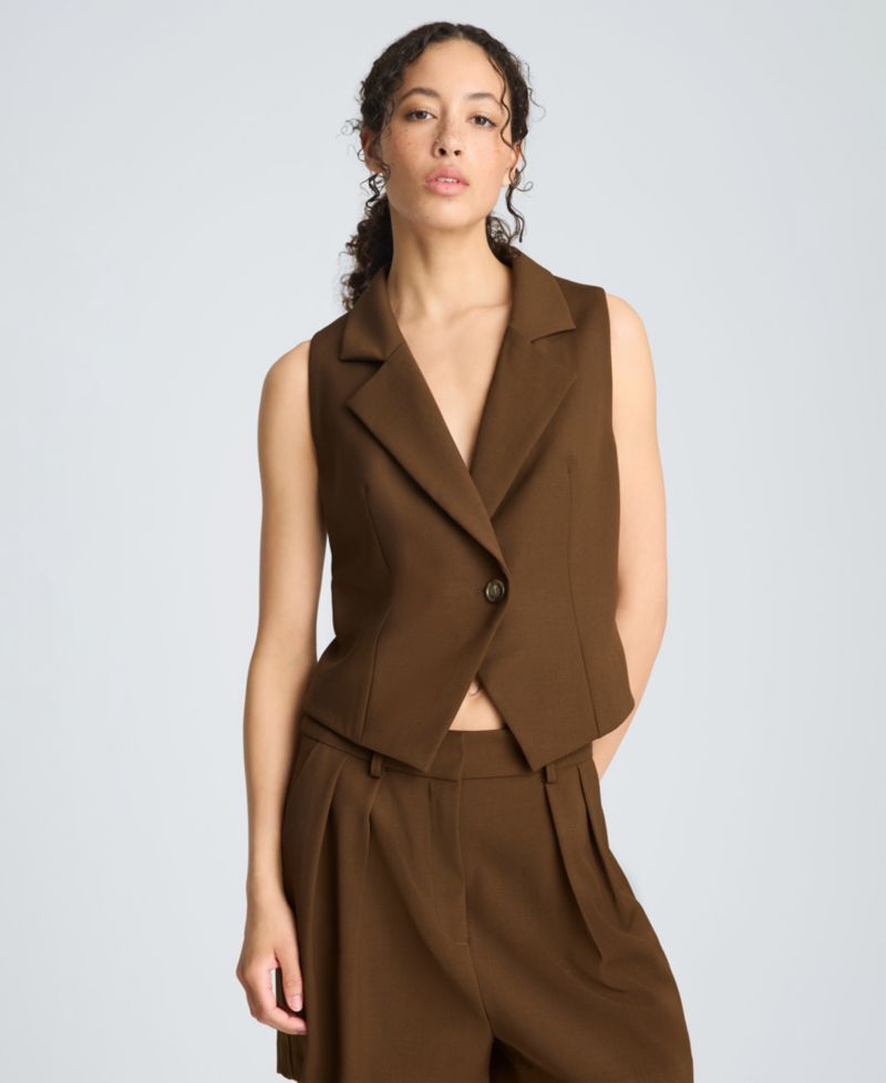 Women's Fitted one Button Vest with Side Piping