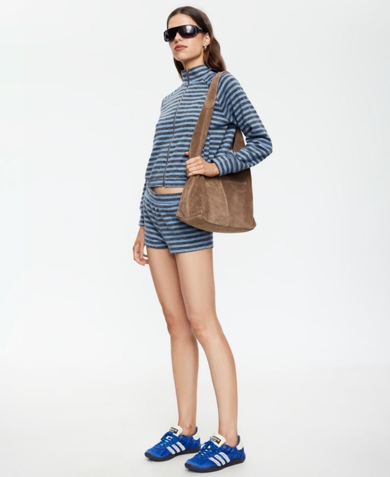 Women's Striped Funnel Neck Jacket