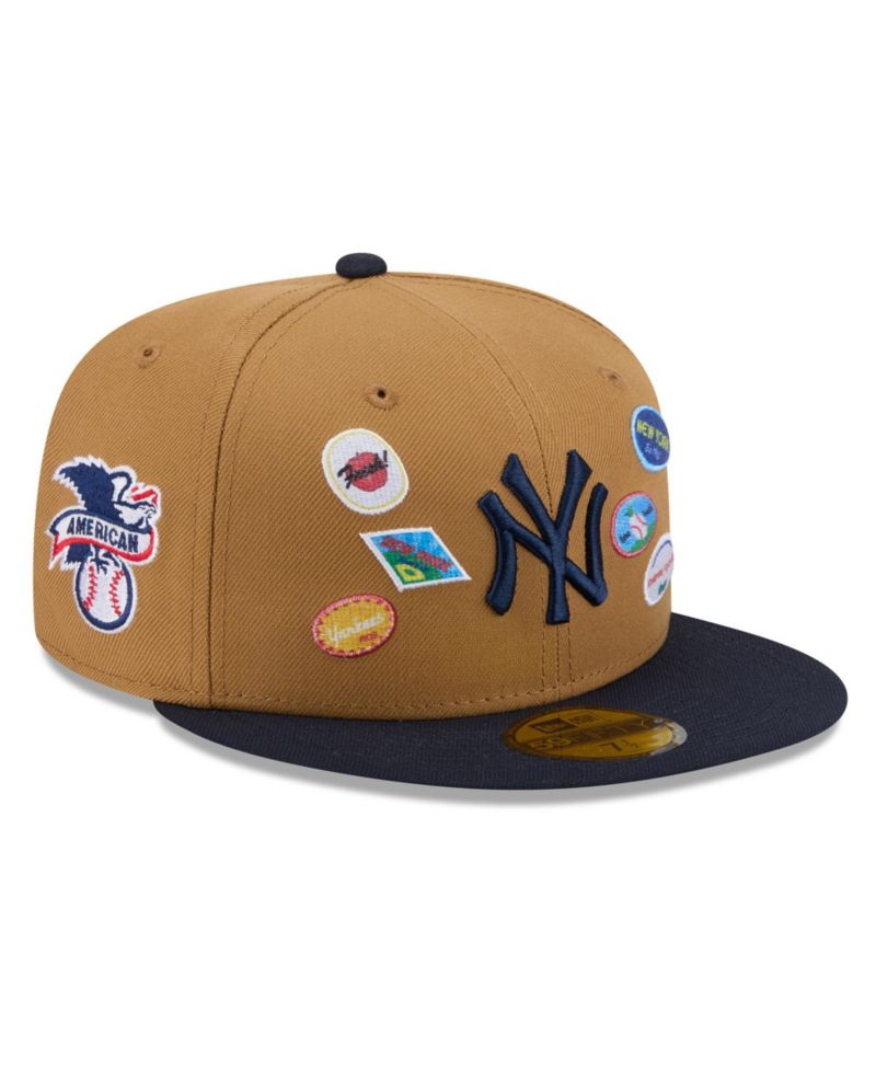 Men's Tan New York Yankees Fruit Sticker 59FIFTY Fitted Hat