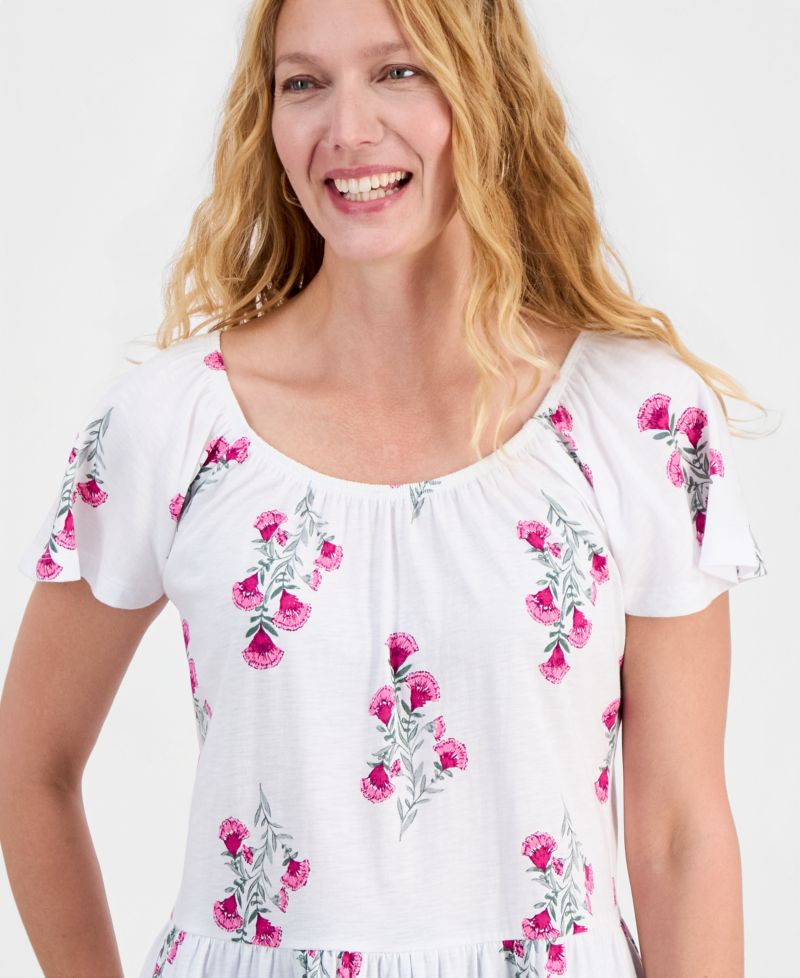 Petite Floral Print Peplum Top