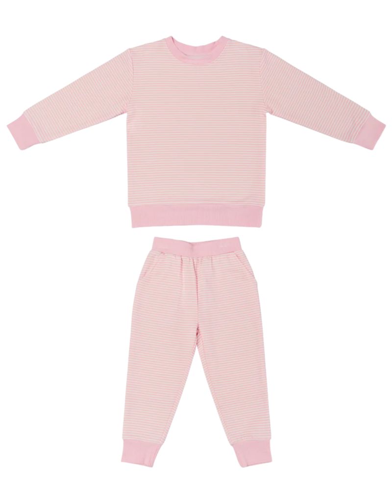 Baby Girls Peony Stripe Lounger Bamboo Sweatsuit