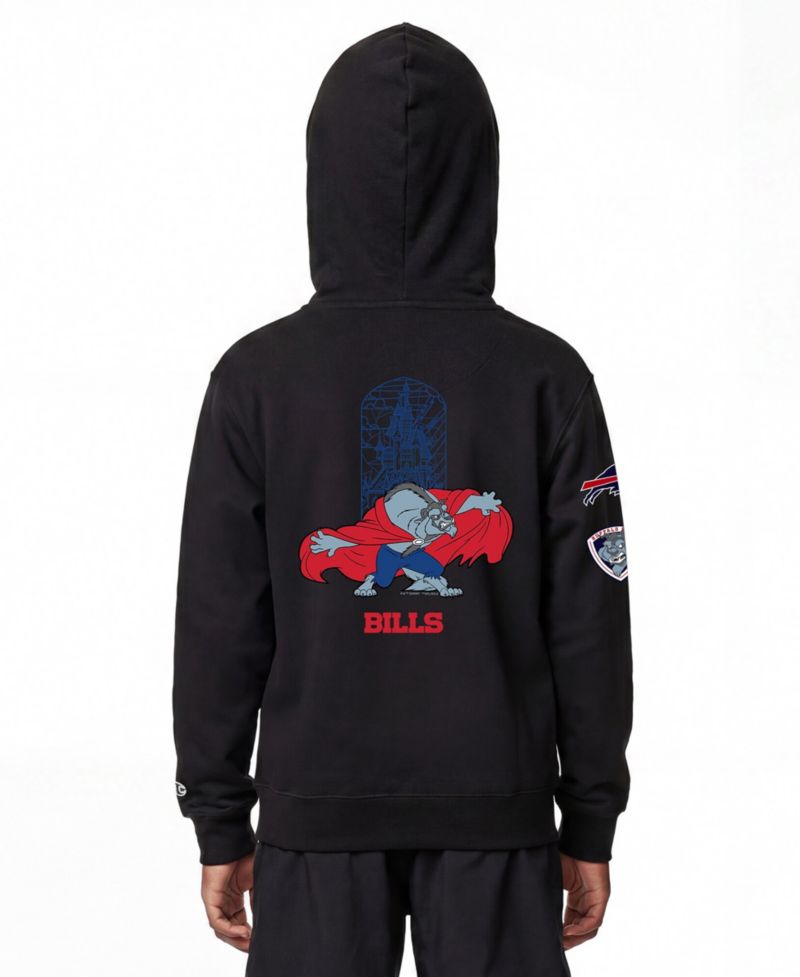 Big Boys and Girls Black Buffalo Bills Disney X Champion Full-Zip Hoodie