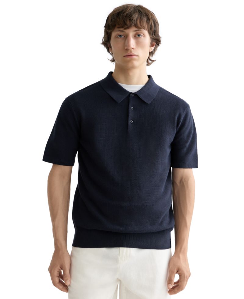 Men's Structured Knitted Short-Sleeve Polo Shirt