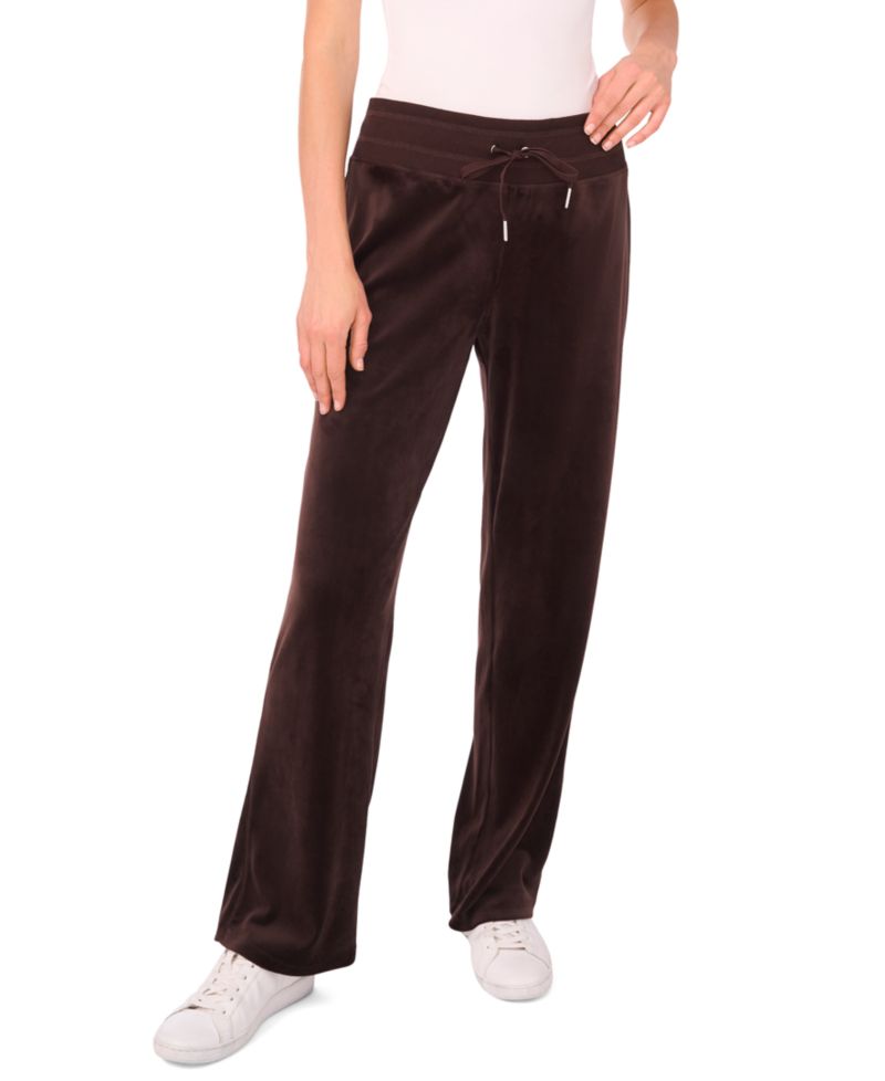 Women's Velour Drawstring-Waist Straight-Leg Pants