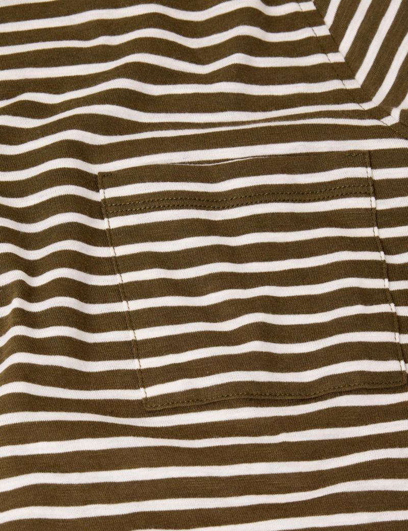 Women's Stripe Crew Neck Pocket Top