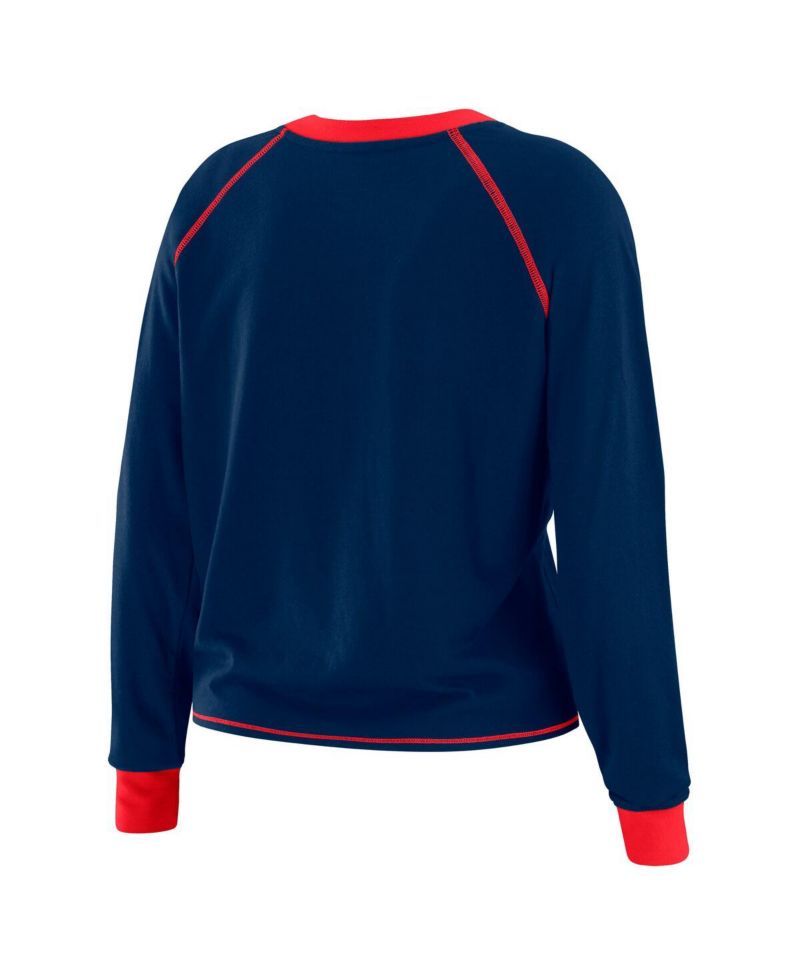 Women's Navy/Red New York Giants Tie-Front Long Sleeve Top