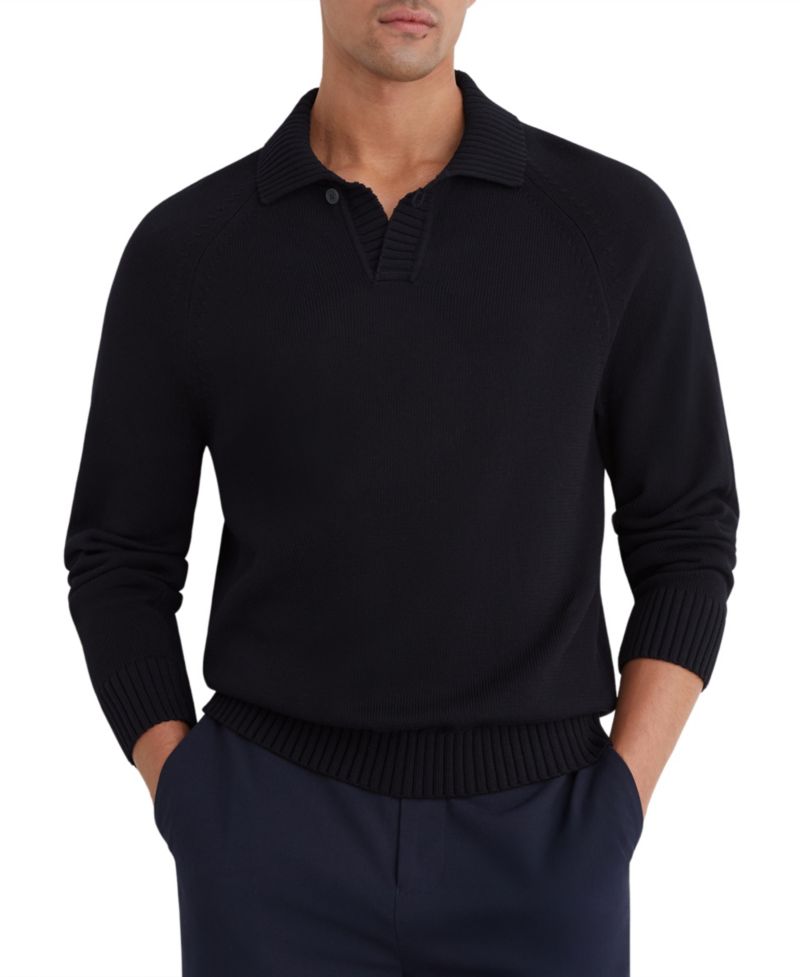 Men's Ashdown Long-Sleeve Open-Collar Raglan Sweater