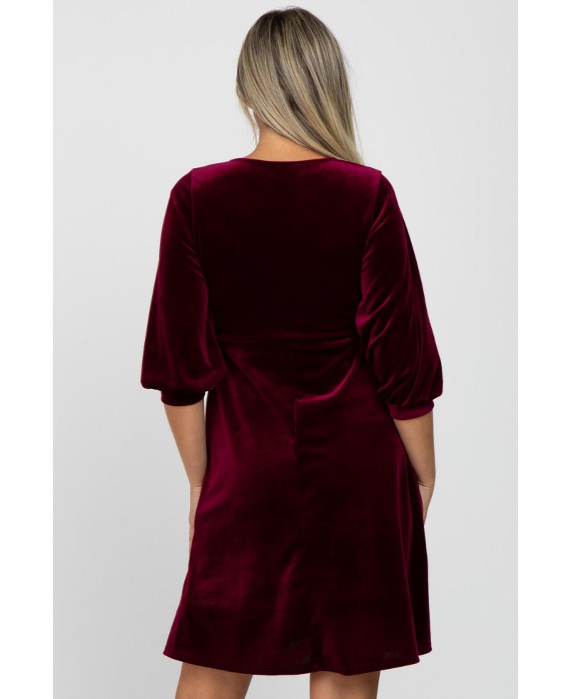 Women's Green Velvet Wrap Front Babydoll Dress