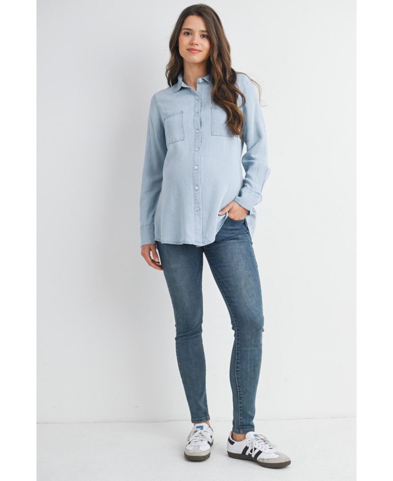 Maternity Button Down Long Sleeve Nursing Shirt