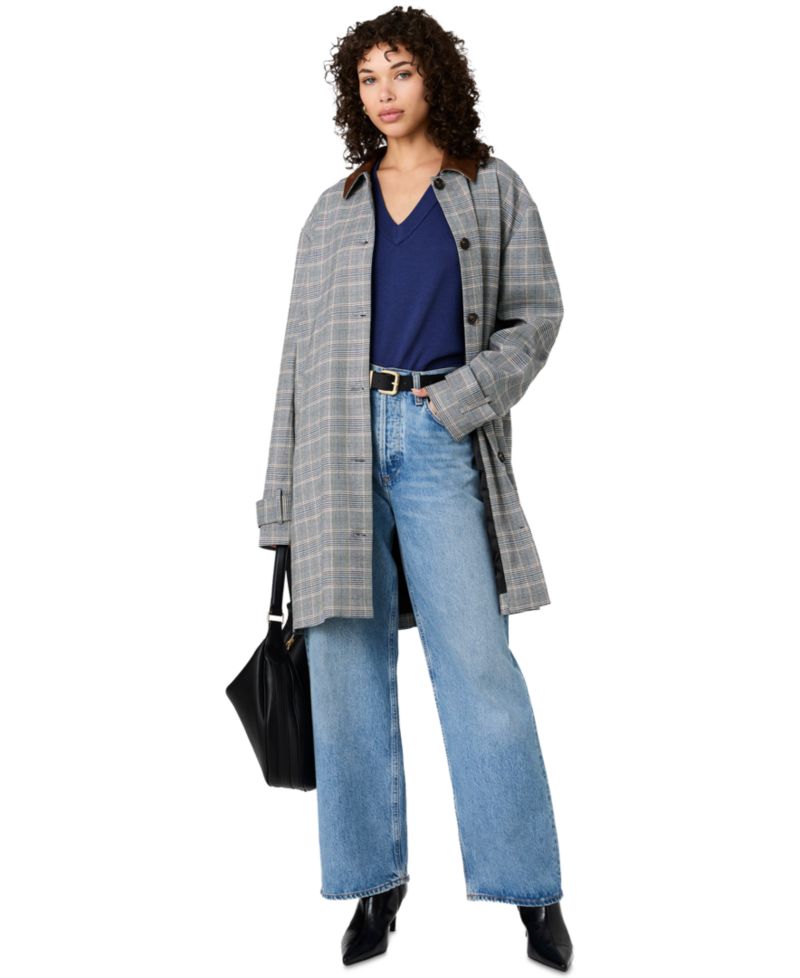 Women's Collared Relaxed Oversized Midi Jacket