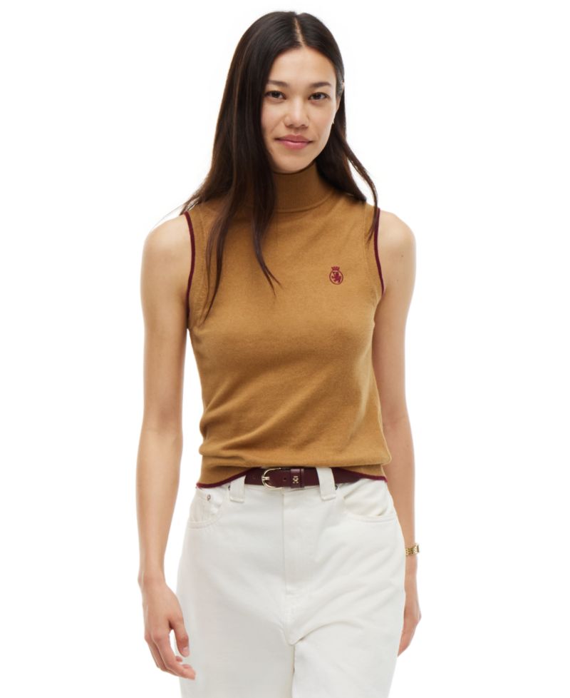 Women's American Icons Sleeveless Turtleneck Cotton/Cashmere-Blend Vest