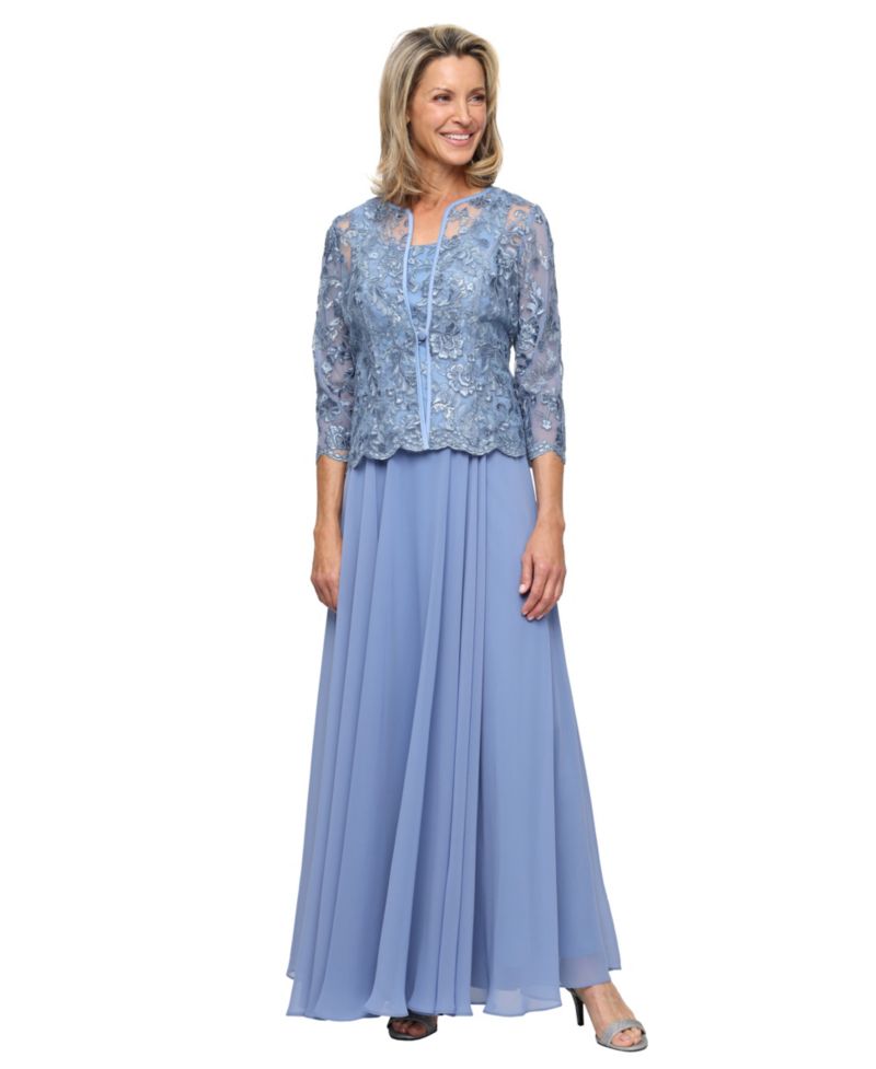 Women's Scoop Neck Ball Gown & Jacket, 2-Piece Set