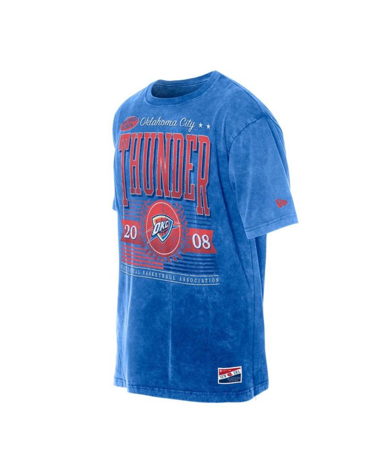 Men's Blue Oklahoma City Thunder Oversized Throwback Collection Mineral Wash T-Shirt