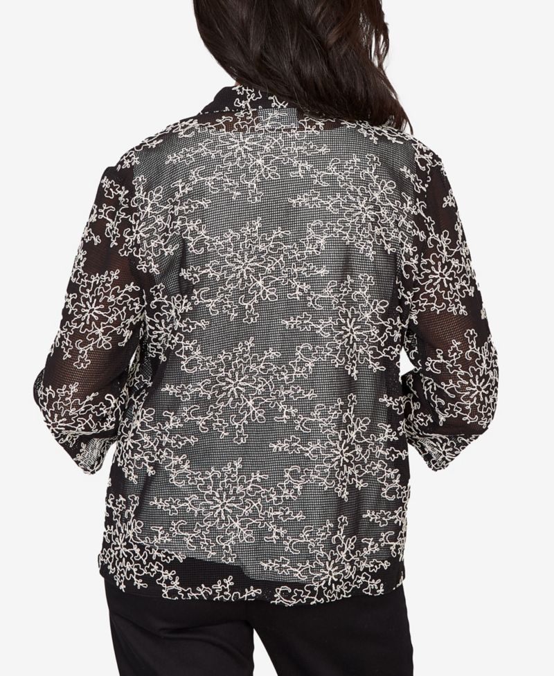 Women's Detail Driven Two-in-One Mesh Soutache Top with Necklace