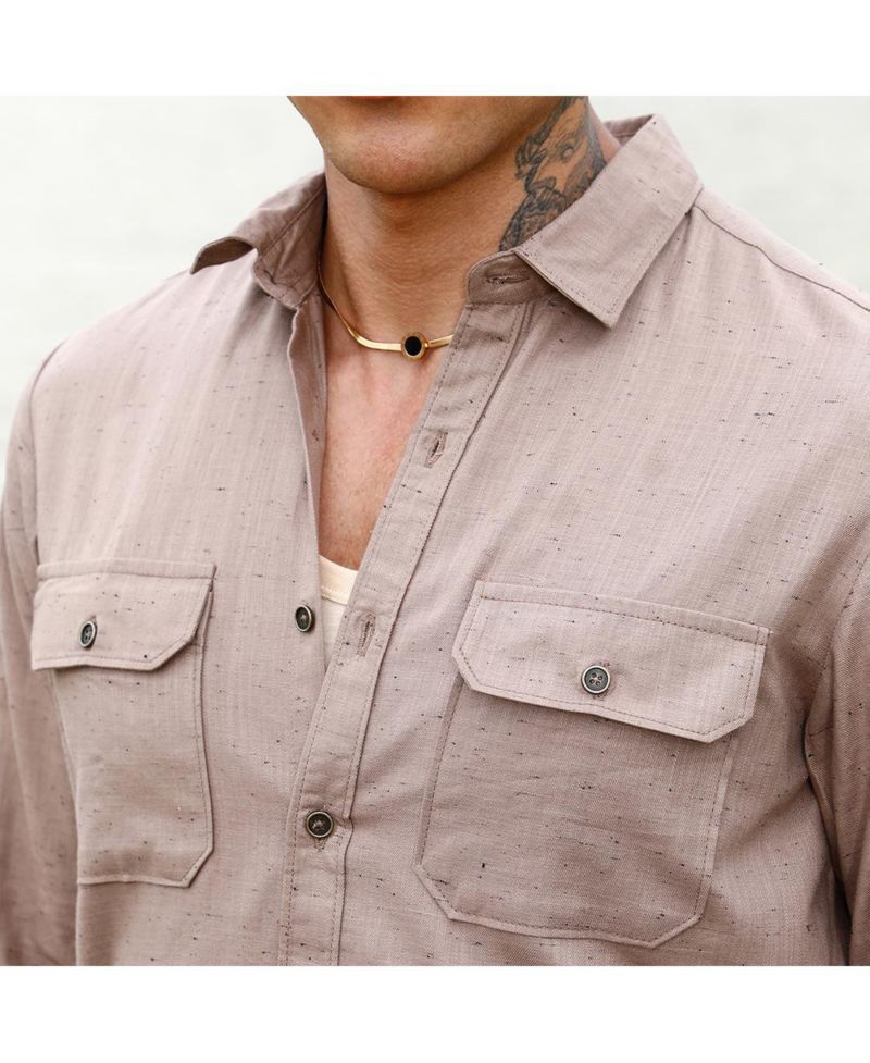 Men's Peanut Brown Heathered Utility Shirt