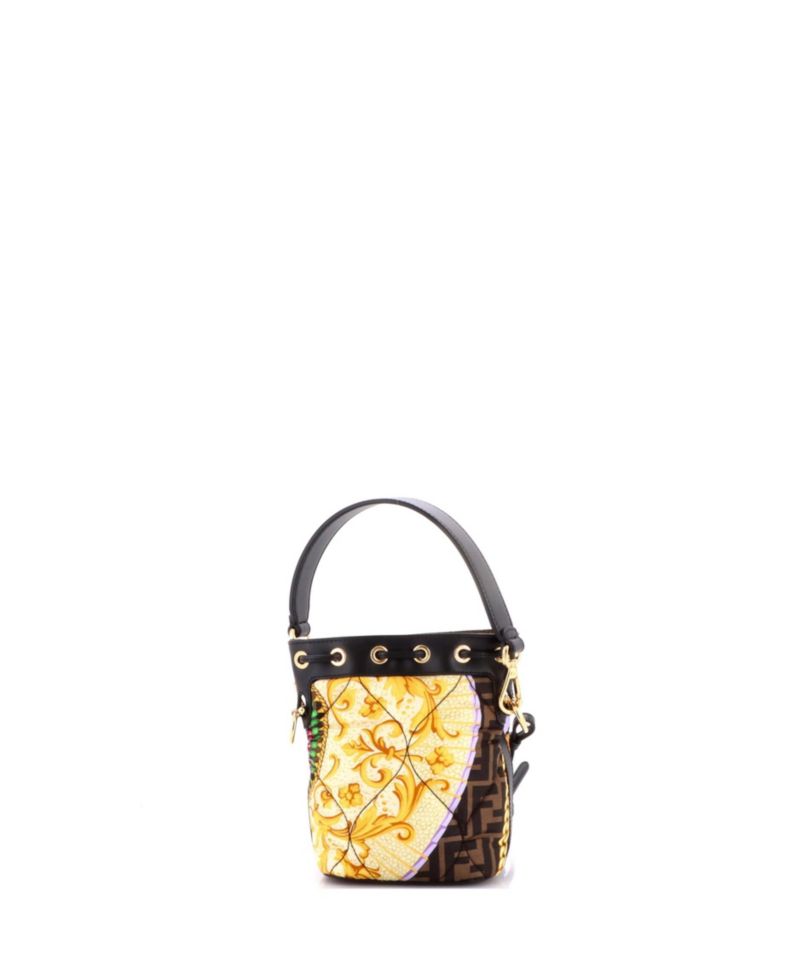 Mini x Versace Fendace Mon Tresor Bucket Bag Quilted Printed Zucca Silk