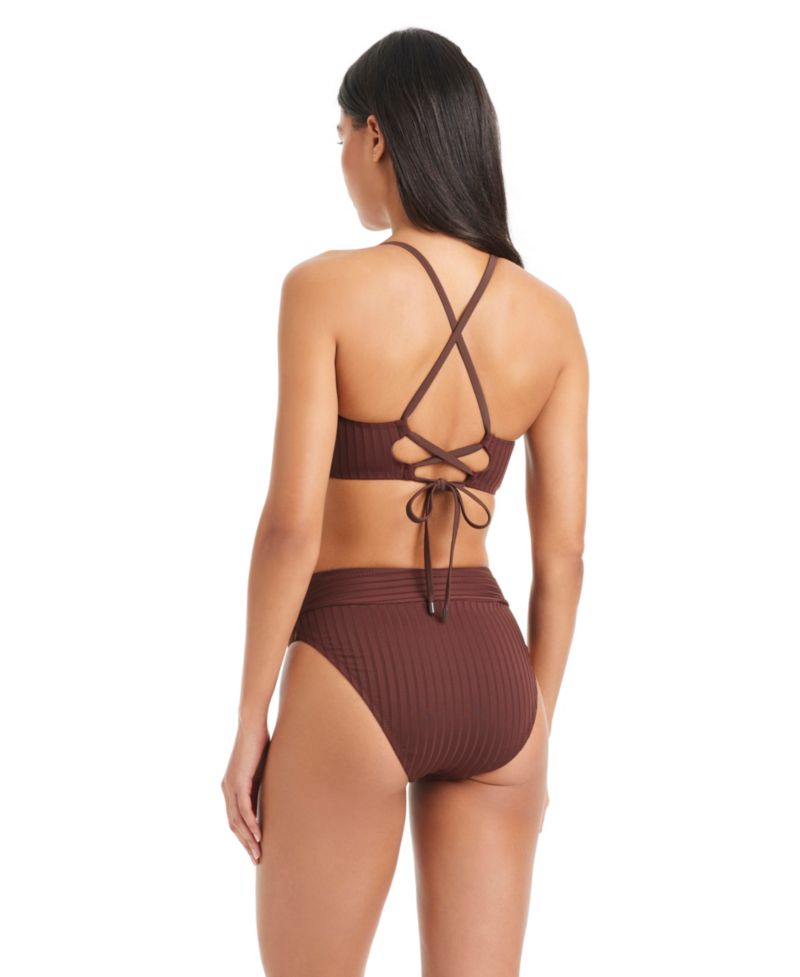Women's Refresh Ribbed Tie-Back Underwire Bikini Top and Moderate-Coverage Swim Bottoms