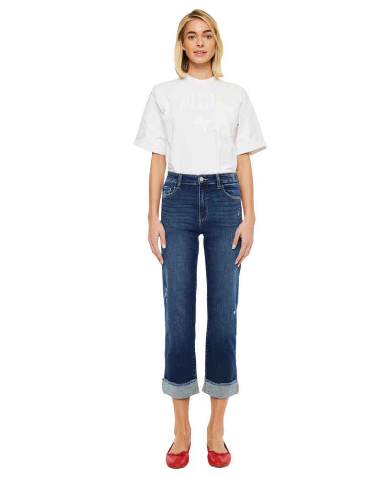 Women's High Rise Cropped Straight-Leg Jeans