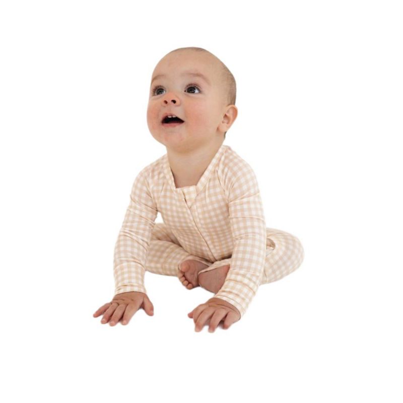 Baby Boys Sandstone Gingham Bamboo Sleeper