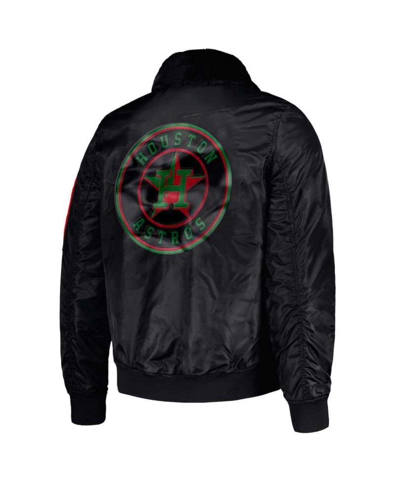 Men's x Ty Mopkins Black Houston Astros Black History Month Satin Full-Zip Jacket