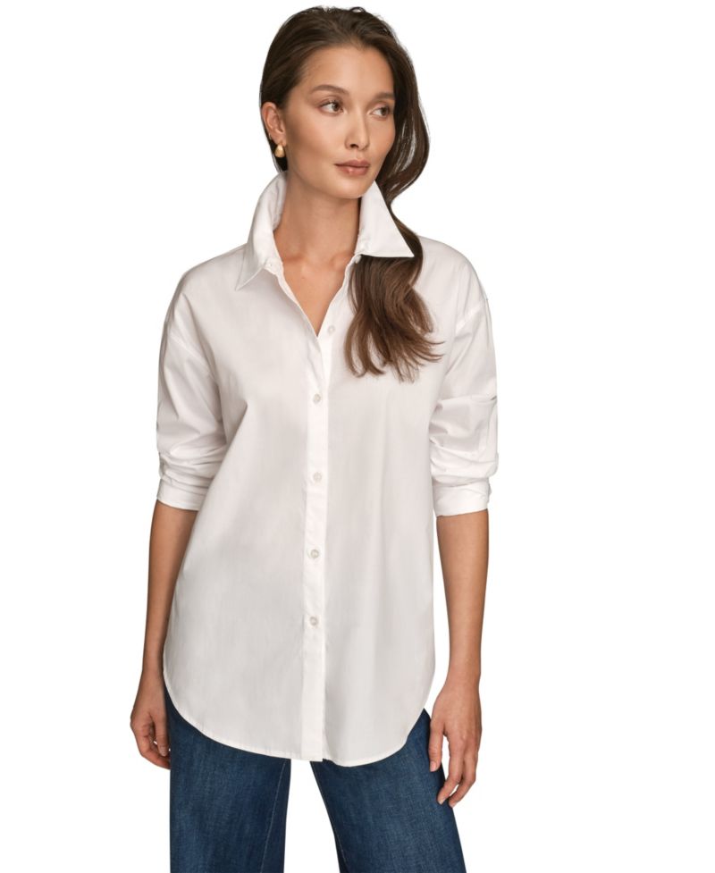 Women's Stretch Poplin Button-Down Shirt